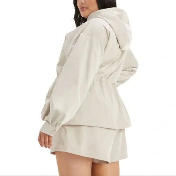 Good American GP0784 Women's Sz 0 Summer Sand/Beige Hooded Volume Jacket - Picture 13 of 13